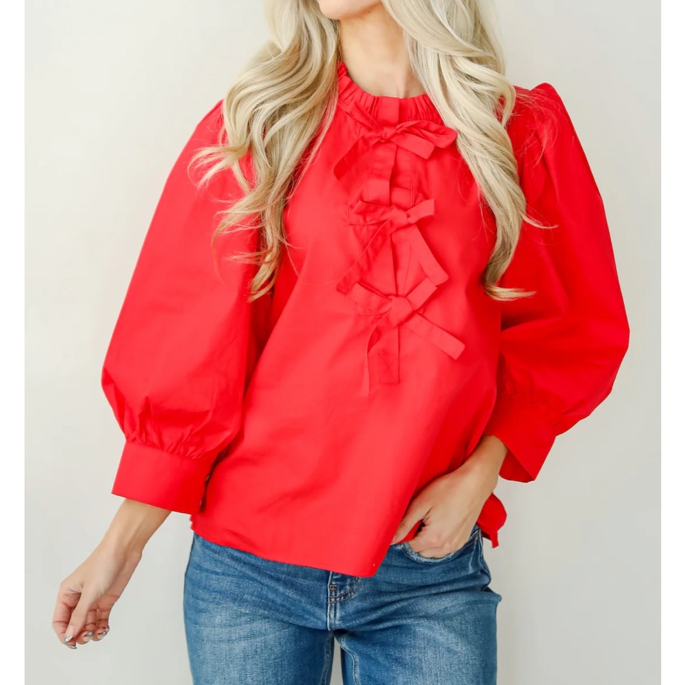 Precious red bow blouse